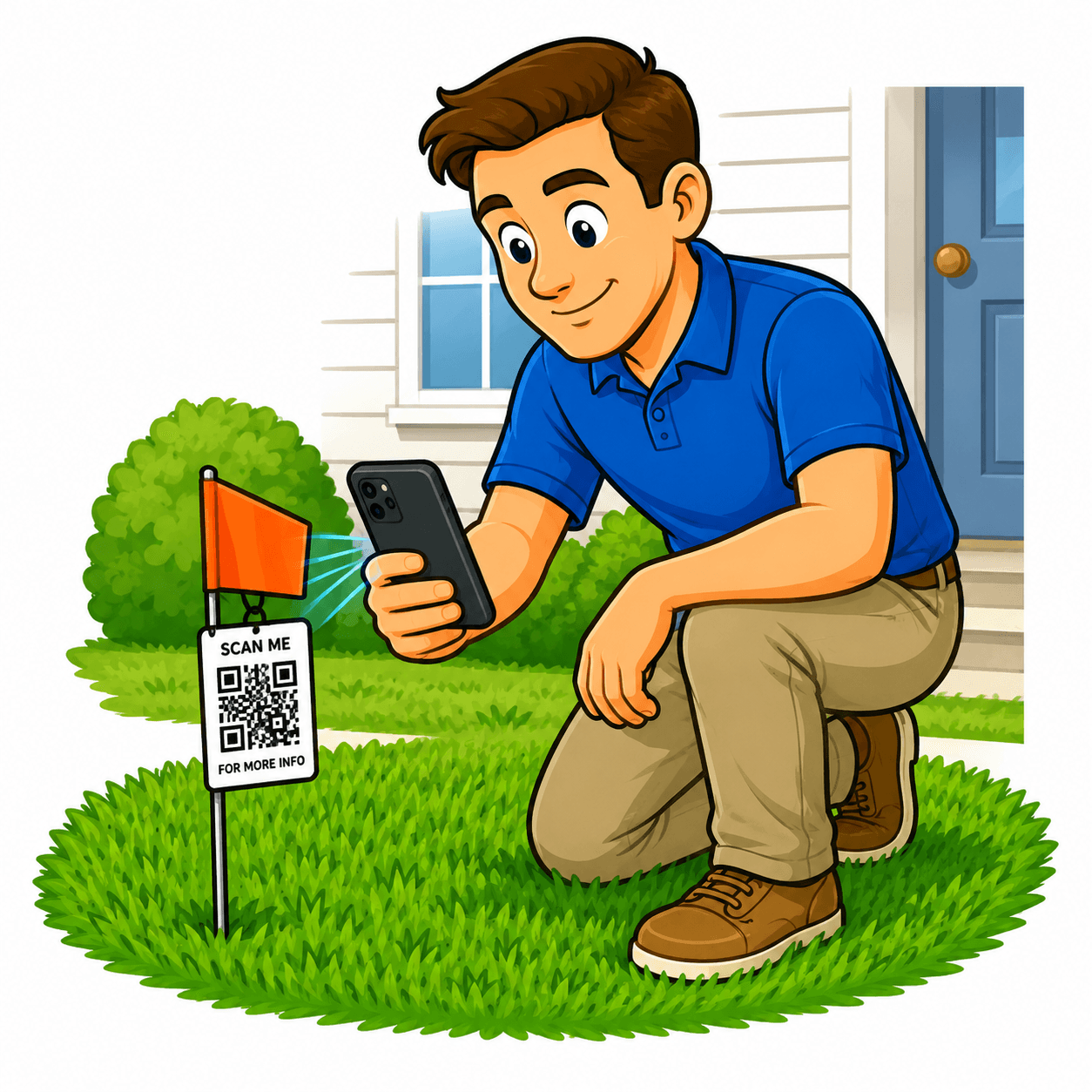 Property owner scanning a Flagify marker with a phone
