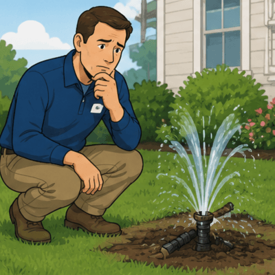 Illustration of an irrigation incident being discovered in the field