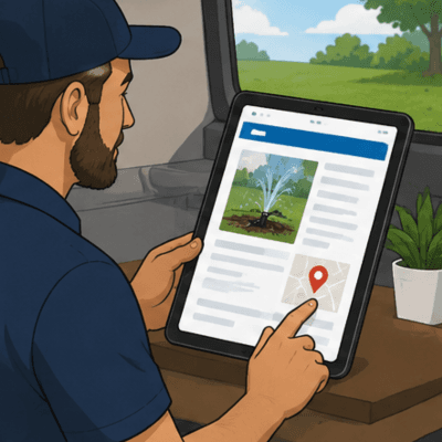 Illustration of a contractor creating a Flagify report on a phone