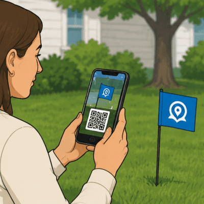 Illustration of a property owner scanning a Flagify marker
