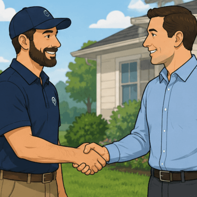 Illustration of a contractor conversation starting with a customer